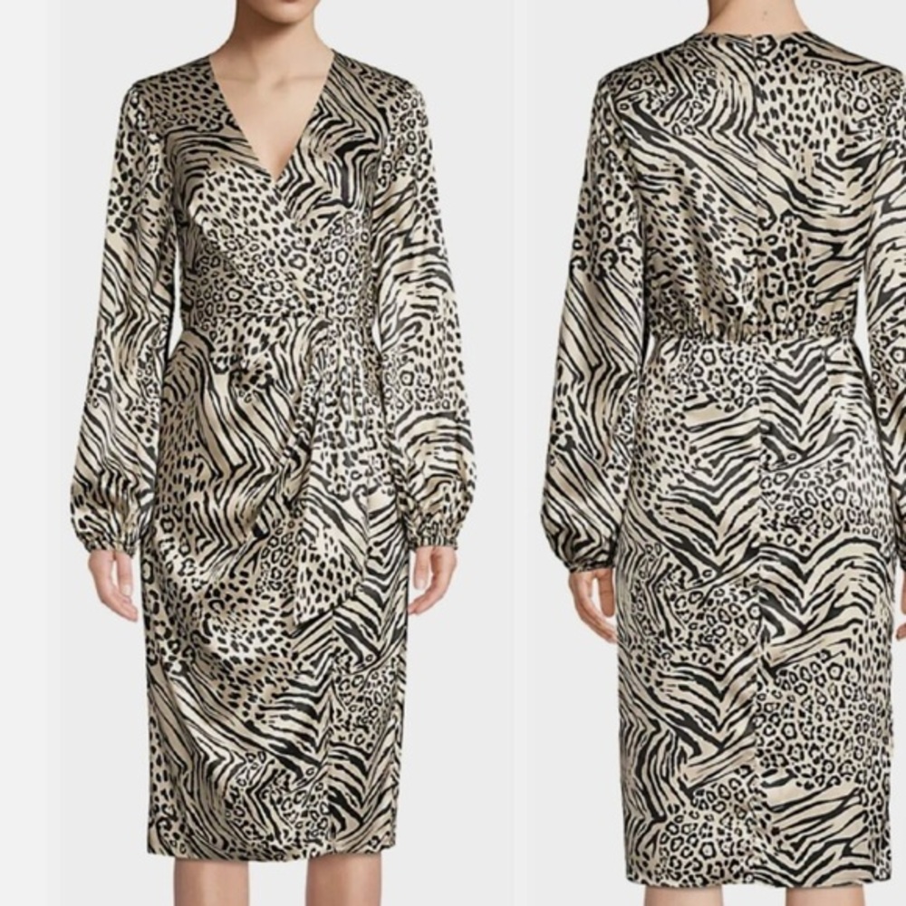 JAY GODFREY NWT WOMEN’S ANIMAL PRINT  DRESS BLACK BROWN CHEETA ZEBRA SZ 6